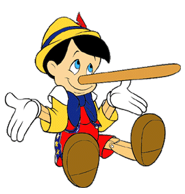 Pinocchio is lying - when he lies his nose grows